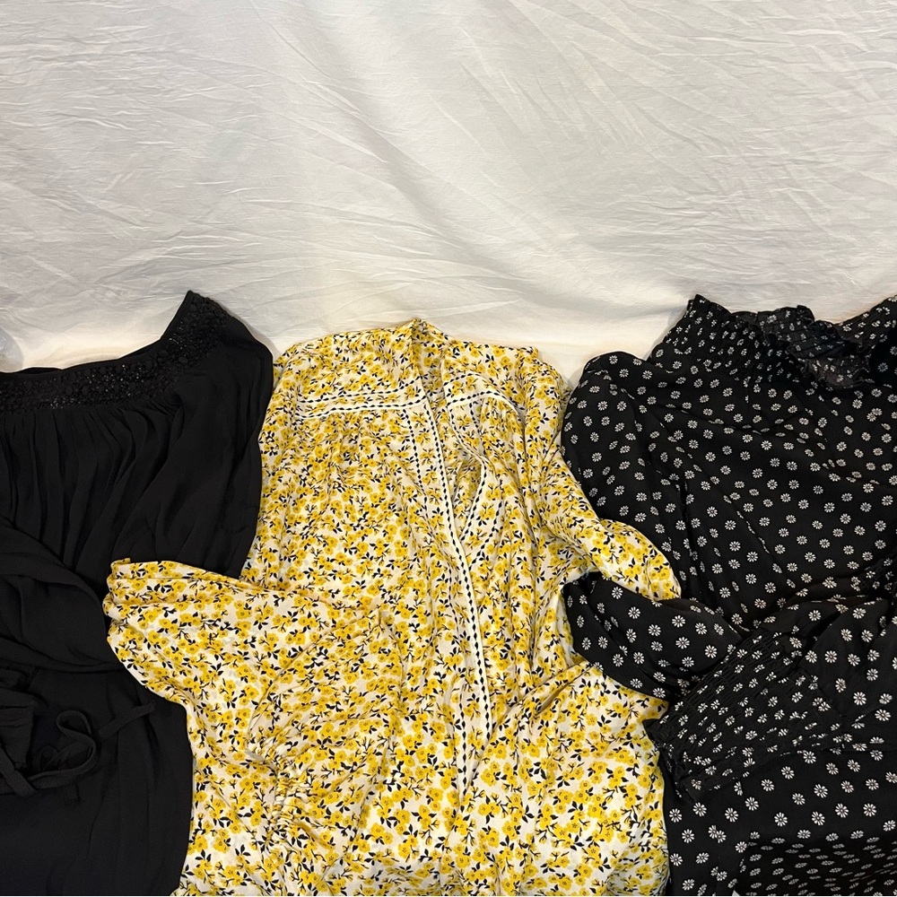 Lot of 3 Blouses Tops Women's Size Small Long Sleeve Loft,Sanctuary, Max Studio